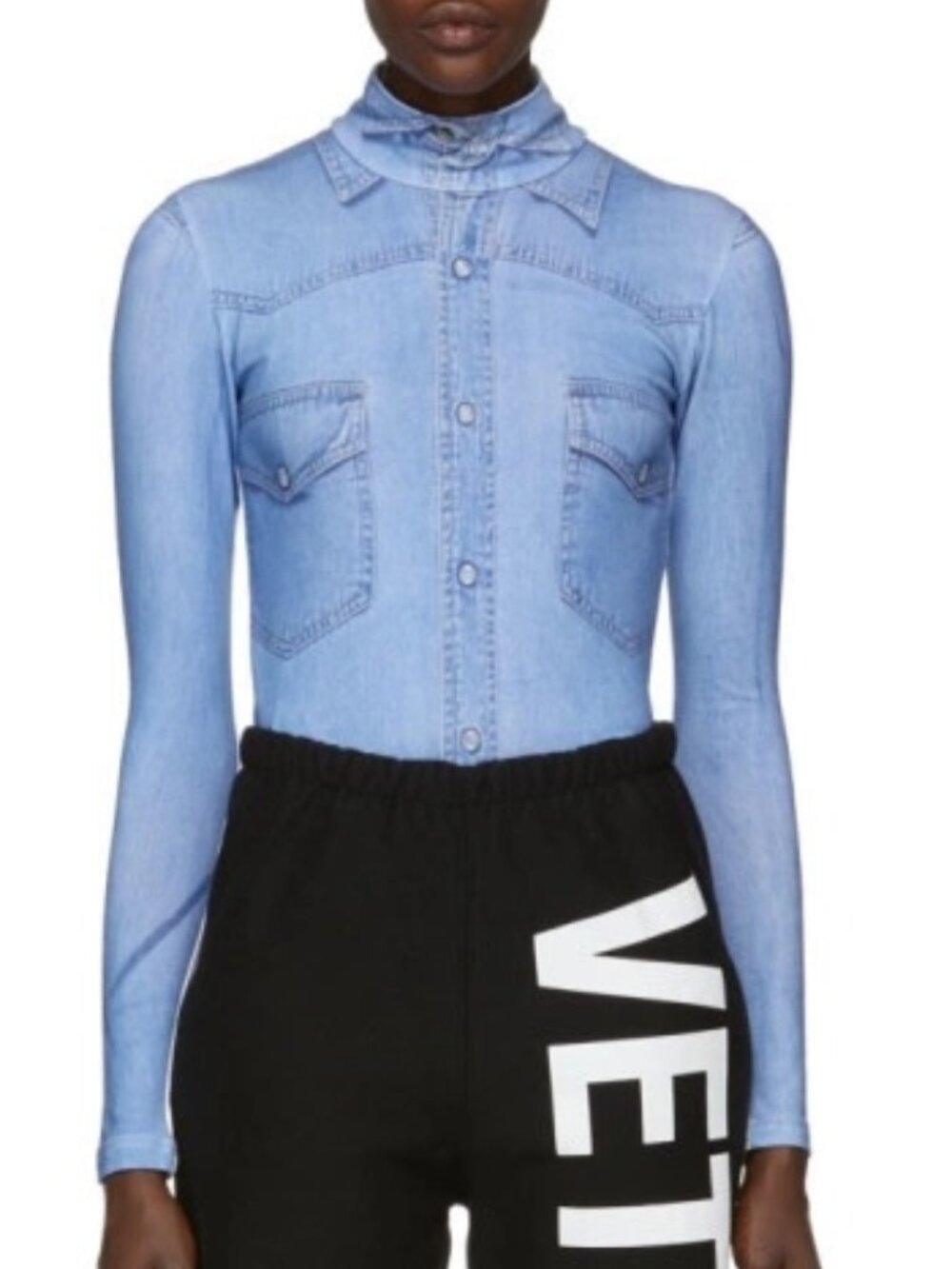 Vetements Blue Shirt Print Bodysuit - XS - NWOT